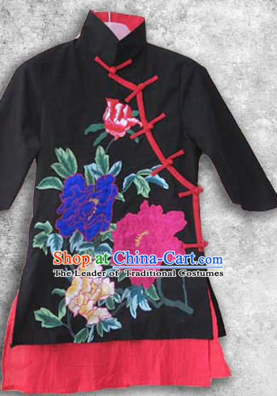 Traditional Chinese Classical Costume Embroidered Blouse, Folk Dance Upper Outer Garment for Women