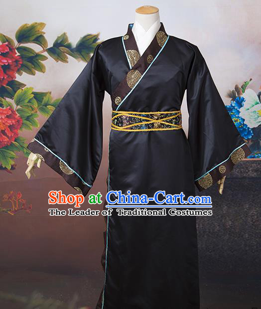 Asian China Ancient Han Dynasty Minister Costume, Traditional Chinese Chancellor Hanfu Embroidered Clothing for Men
