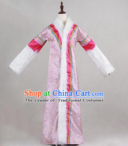 Traditional Ancient Chinese Imperial Consort Costume Pink Cloak, Chinese Qing Dynasty Manchu Lady Embroidered Clothing for Women