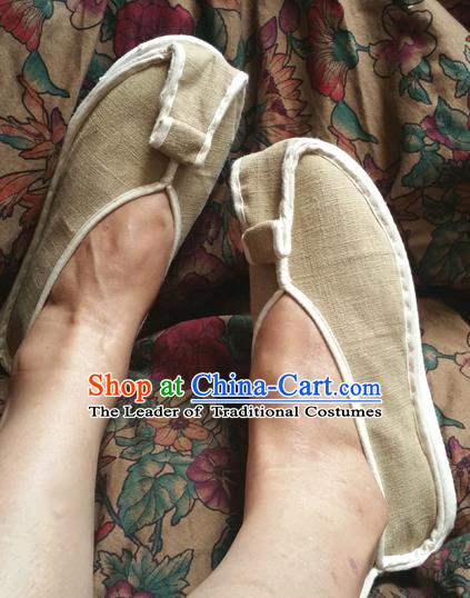 Traditional Chinese National Linen Shoes Monk Shoes, China Handmade Shoes Hanfu Martial Arts Shoes for Women