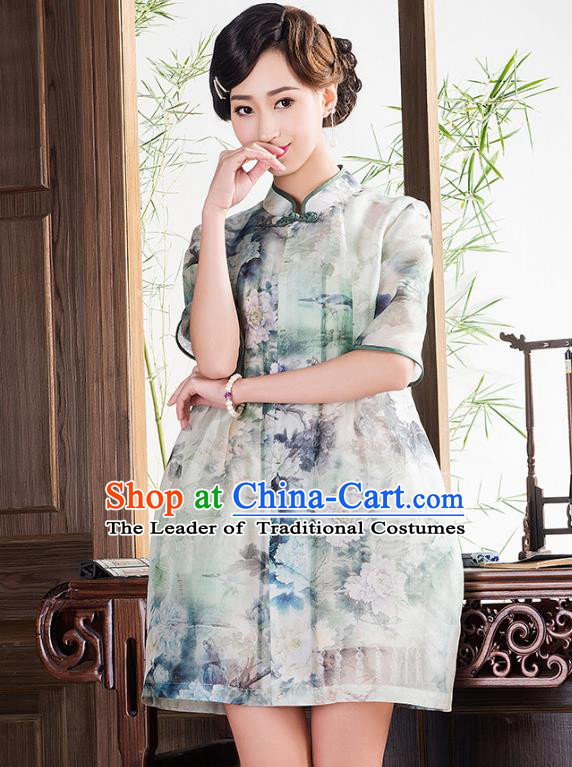 Traditional Ancient Chinese Young Lady Retro Cheongsam Coat, Asian Republic of China Qipao Tang Suit Jacket for Women