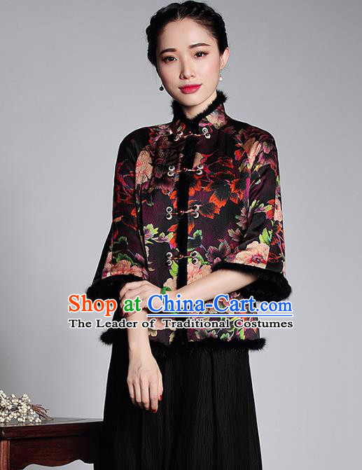 Asian Republic of China Top Grade Plated Buttons Watered Gauze Cheongsam Blouse, Traditional Chinese Tang Suit Qipao Upper Outer Garment for Women