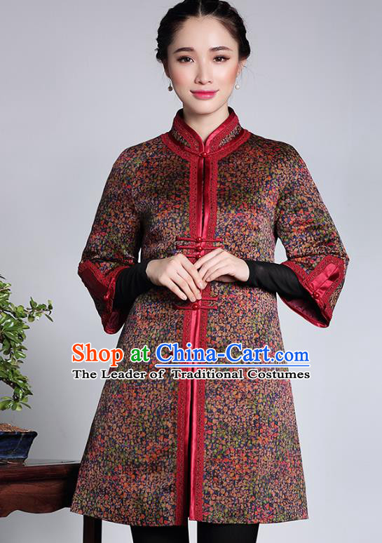 Asian Republic of China Young Lady Retro Stand Collar Cheongsam Coats, Traditional Chinese Qipao Jacket Tang Suit Upper Outer Garment for Women