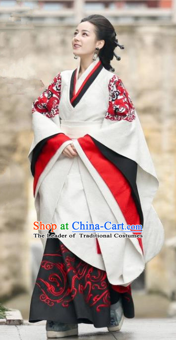 Traditional Chinese Ancient Imperial Empress Embroidered Costume, China The King Woman Qin Dynasty Palace Queen Dress Clothing