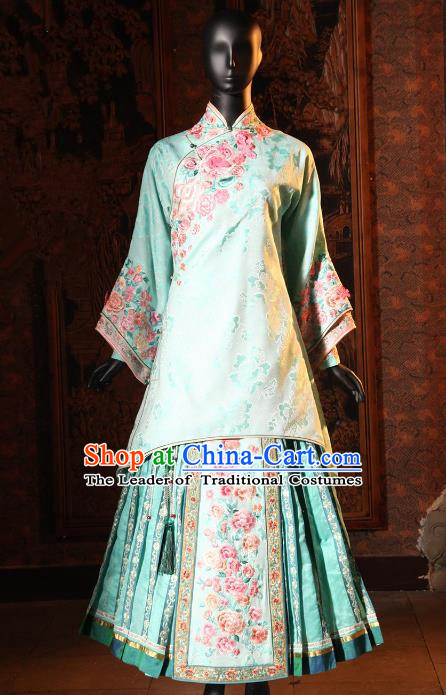 Traditional Ancient Chinese Republic of China Young Mistress Costume, Chinese Qing Dynasty Embroidered Xiuhe Suit Clothing for Women