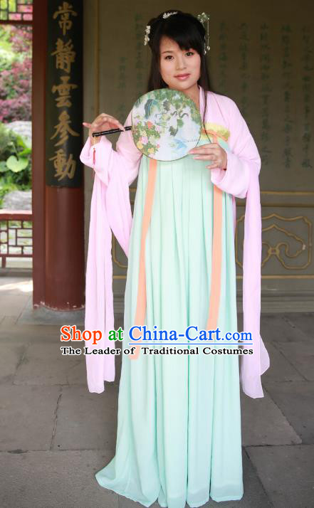 Traditional Ancient Chinese Imperial Princess Hanfu Costume, Asian China Tang Dynasty Palace Lady Green Dress Clothing for Women