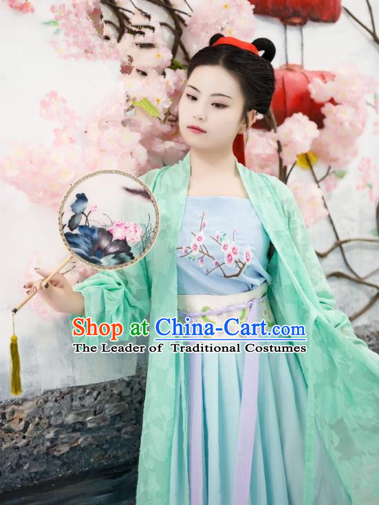 Traditional Chinese Ancient Costume Palace Lady Green Embroidered BeiZi, Asian China Song Dynasty Imperial Princess Cardigan Clothing for Women