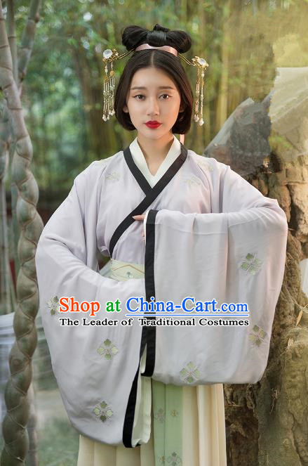 Traditional Ancient Chinese Palace Lady Hanfu Costume Purple Blouse and Skirt, Asian China Ming Dynasty Princess Clothing for Women