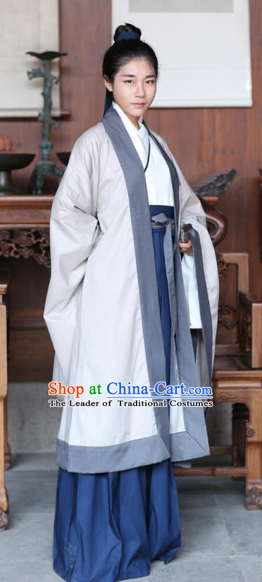 Traditional Ancient Chinese Hanfu Embroidered Costume, Asian China Han Dynasty Cardigan and Skirt Clothing for Men