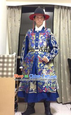 Traditional Chinese Ancient Costume Embroidered Blue Vest, Asian China Ming Dynasty Swordsman Clothing for Men