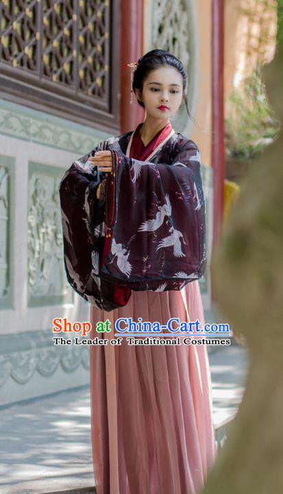 Traditional Chinese Ancient Costume Princess Blouse and Slip Skirt, Asian China Jin Dynasty Palace Lady Hanfu Clothing for Women