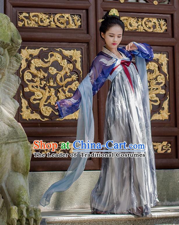 Traditional Chinese Ancient Costume Princess Silk Slip Skirt, Asian China Tang Dynasty Palace Lady Hanfu Dress Clothing for Women