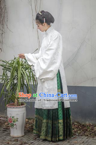 Traditional Chinese Ming Dynasty Imperial Concubine Costume Embroidered Blouse and Skirt, Asian China Ancient Palace Lady Hanfu Clothing for Women