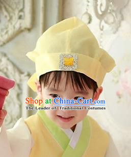 Traditional Korean Hair Accessories Yellow Baby Hats, Asian Korean Fashion National Boys Headwear for Kids