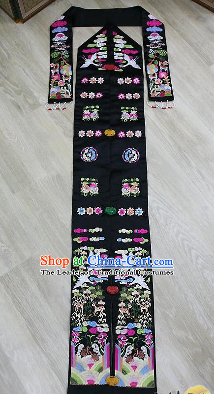 Traditional Korean Hair Accessories Embroidered Palace Black Hair Ribbon, Asian Korean Fashion Headwear Wedding Headband for Women