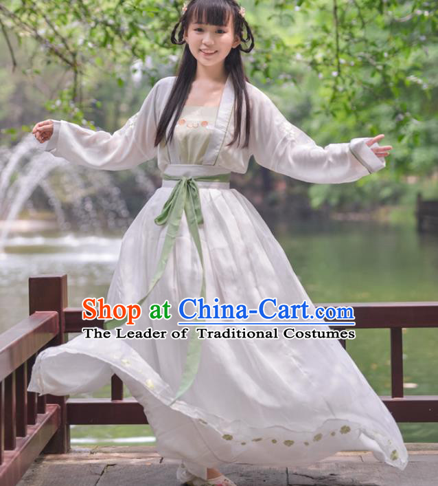 Asian China Song Dynasty Imperial Princess Costume, Chinese Ancient Nobility Lady Embroidered Clothing for Women