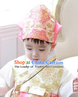 Traditional Korean Hair Accessories Boys Formal Occasions Embroidered Hats, Asian Korean Fashion Headwear for Kids