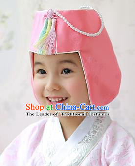 Traditional Korean Hair Accessories Girls Formal Occasions Embroidered Hats, Asian Korean Fashion Headwear for Kids