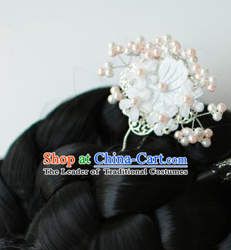 Traditional Korean National Hair Accessories Wedding Princess Beads Flowers Hairpins, Asian Korean Fashion Hanbok Hair Claw Headwear for Girls