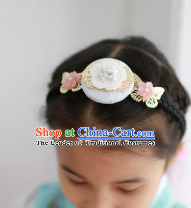 Traditional Korean National Hair Accessories Shell Flowers Hair Clasp, Asian Korean Fashion Hanbok Headband for Girls