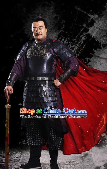 Traditional Chinese Ancient Han Dynasty General Costume, Chinese Three Kingdoms Period Knight Armor Clothing for Men