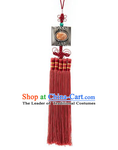 Korean National Accessories Bride Waist Pendant, Asian Korean Wedding Hanbok Pink Tassel Palace Taeniasis Waist Decorations for Women