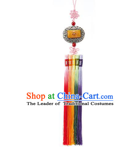 Asian Korean Chinese Knot Tassel Jade Waist Decorations, Korean National Belts Accessories Bride Wedding Hanbok Waist Pendant for Women