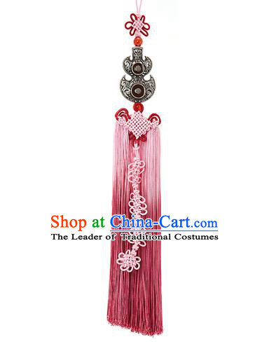 Asian Korean Hanbok Chinese Knot Pink Tassel Waist Decorations, Korean National Belts Accessories Bride Wedding Waist Pendant for Women