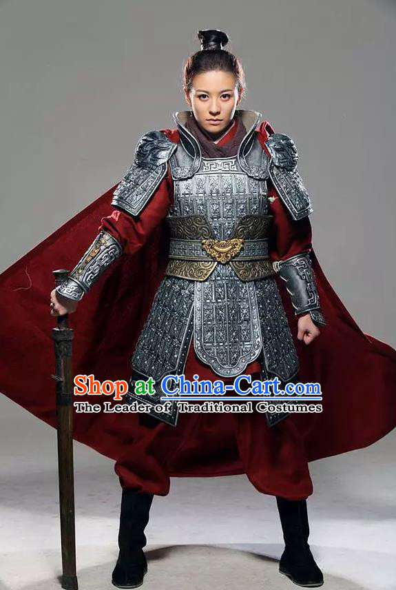 Traditional Chinese Southern and Northern Dynasties Female General Costume and Armour Complete Set