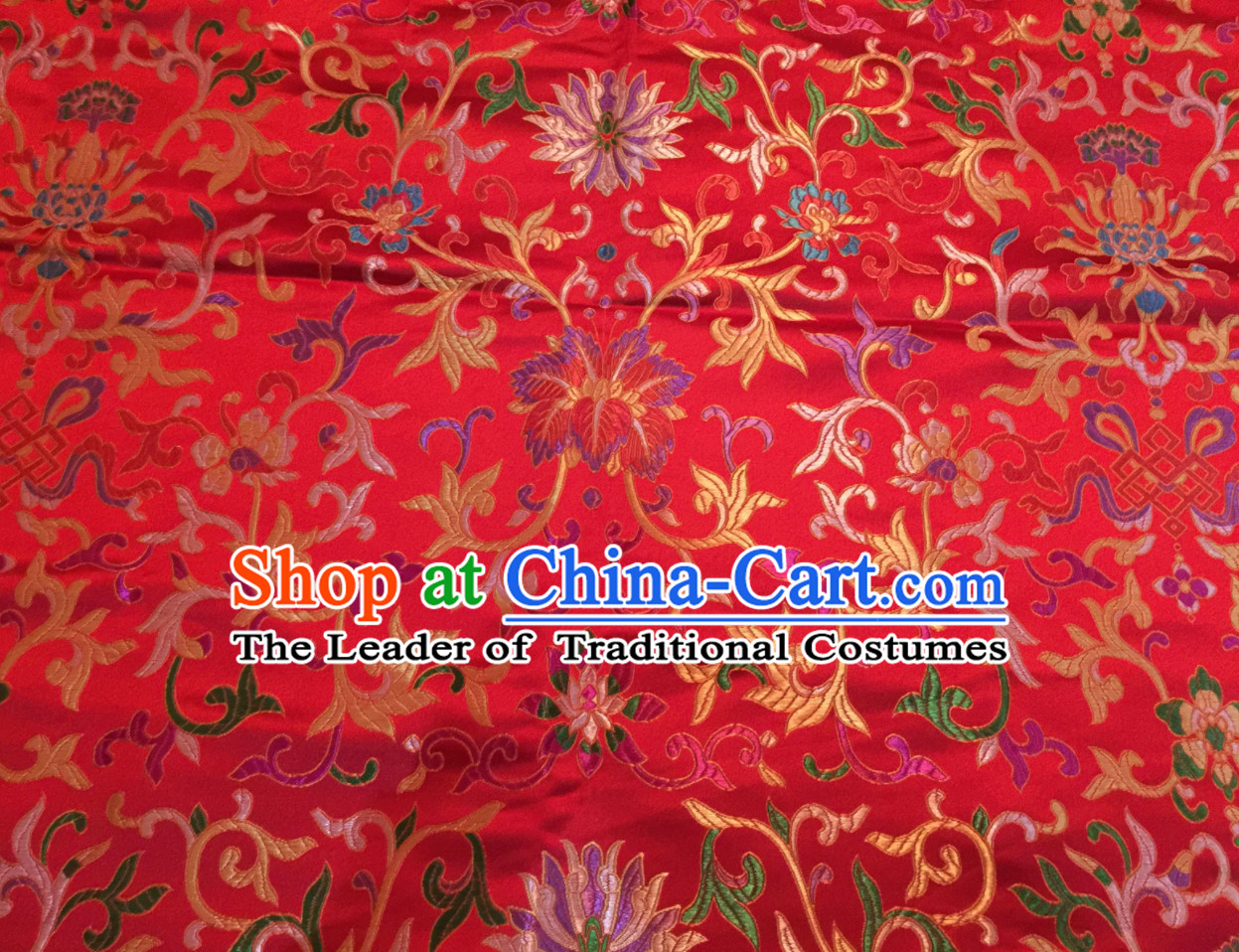 Red Color Chinese Traditional Pattern Design Brocade Fabric Silk Fabric Chinese Fabric Asian Material