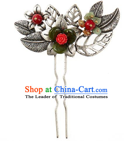 Traditional Korean National Wedding Hair Accessories Bride Palace Flowers Hairpins, Korean Hanbok Fashion Hair Stick Headwear for Women