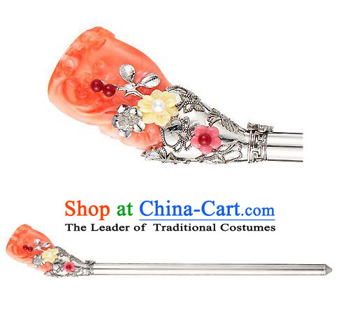 Traditional Korean National Hair Accessories Colored Glaze Hair Stick Hairpins, Korean Palace Hanbok Fashion Headwear for Women