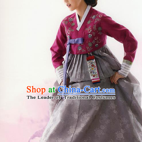 Asian Korean National Traditional Handmade Formal Occasions Bride Embroidered Wedding Hanbok Costume Complete Set