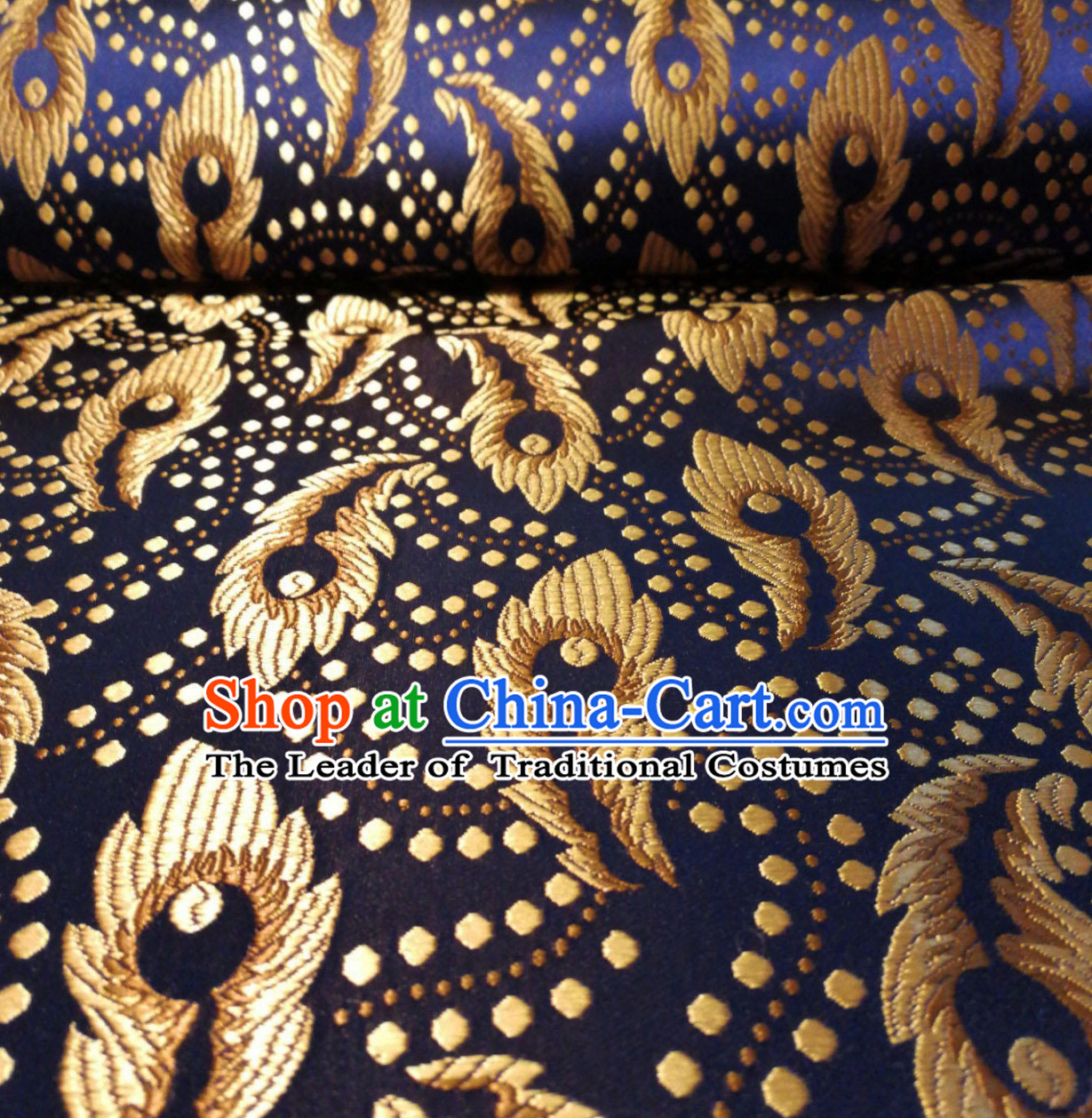 Royal Blue Color Chinese Royal Palace Style Traditional Pattern Design Brocade Fabric Silk Fabric Chinese Fabric Asian Material