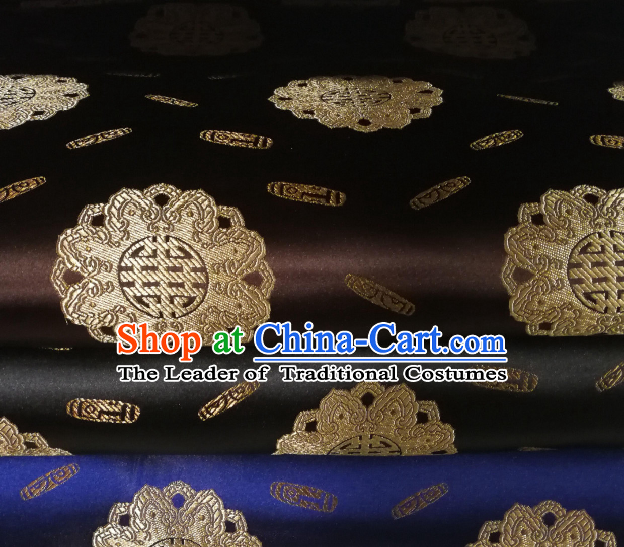 Blue Color Chinese Royal Palace Style Traditional Pattern Design Brocade Fabric Silk Fabric Chinese Fabric Asian Material