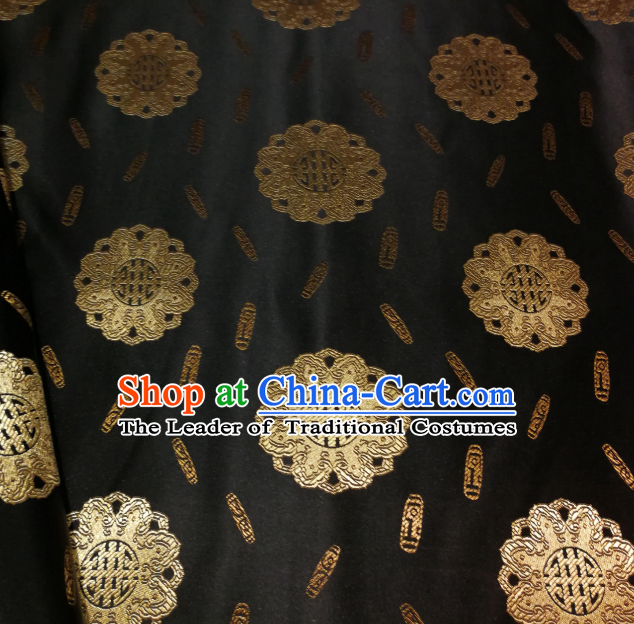 Black Color Chinese Royal Palace Style Traditional Pattern Design Brocade Fabric Silk Fabric Chinese Fabric Asian Material