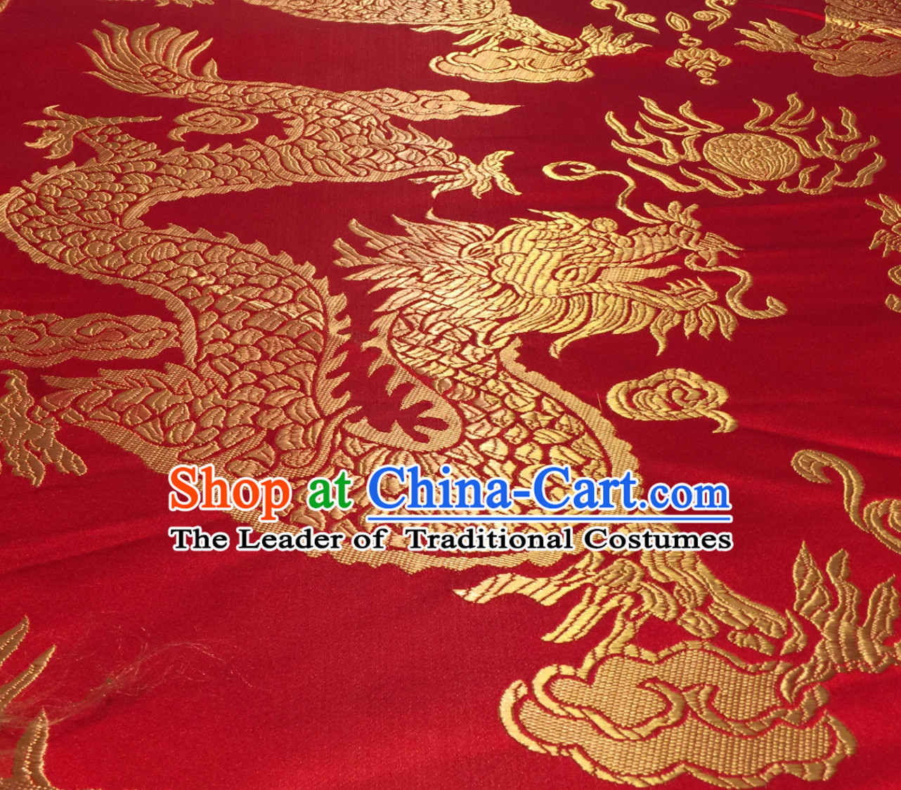 Red Asian Chinese Royal Palace Style Traditional Dragon Pattern Design Brocade Fabric Silk Fabric Chinese Fabric Asian Material