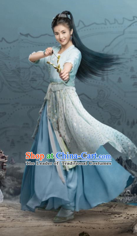 Traditional Chinese Ancinet Palace Princess Dress Legend Of Fu Yao Swordswoman Embroidered Costume for Women