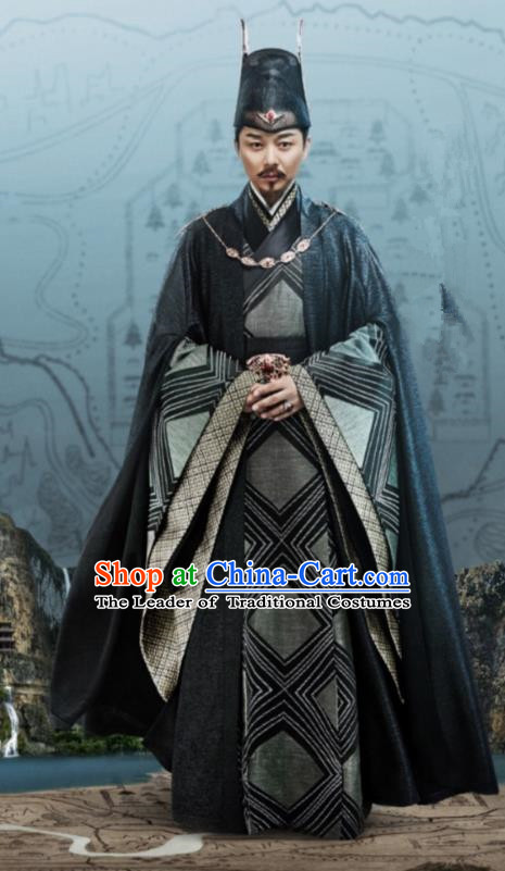 Traditional Chinese Legend Of Fu Yao Tang Dynasty Minister Clothing, China Ancient Chancellor Embroidered Costume for Men