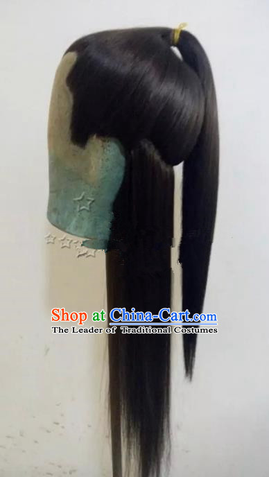 Chinese Ancient Swordsman Long Wig Set Beijing Opera False Beard Mustache