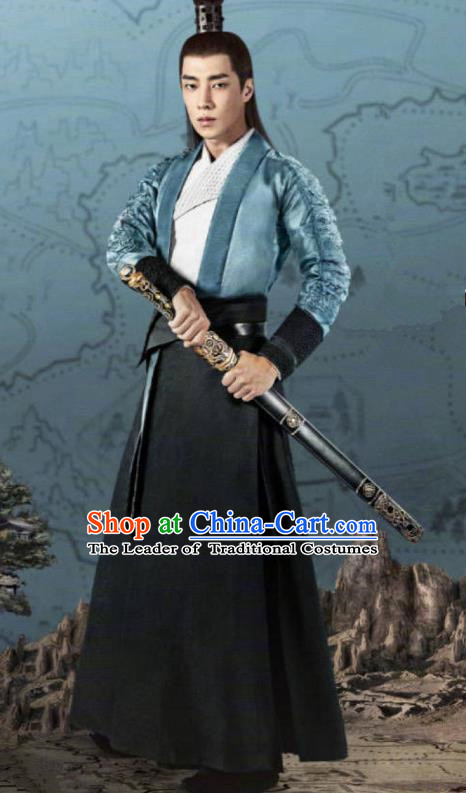 Traditional Chinese Legend Of Fu Yao Nobility Childe Clothing, China Ancient Swordsman Embroidered Costume for Men