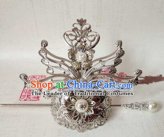 Traditional Handmade Chinese Classical Hair Accessories, Ancient Royal Highness Tuinga Hairdo Crown for Men