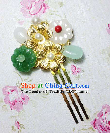 Traditional Chinese Ancient Classical Hair Accessories Hanfu Flowers Hair Comb Step Shake Bride Hairpins for Women