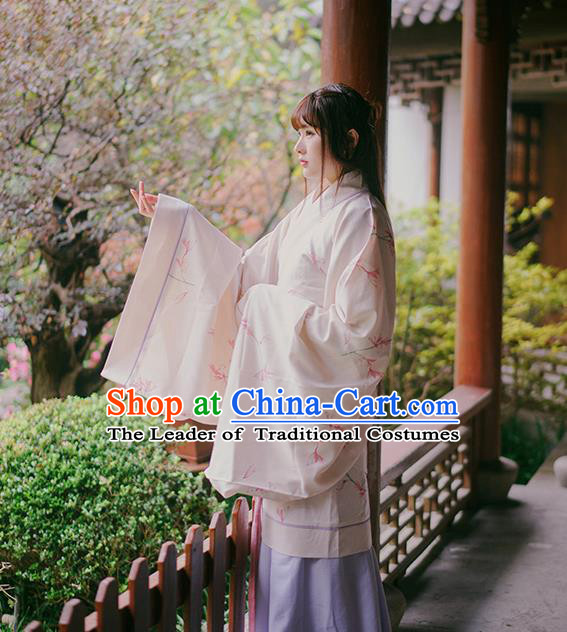 Asian China Han Dynasty Palace Lady Costume, Traditional Ancient Chinese Imperial Princess Hanfu Embroidered Clothing for Women