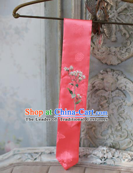 Traditional Korean Hair Accessories Embroidered Watermelon Red Hair Ribbon, Asian Korean Fashion Wedding Headband for Kids