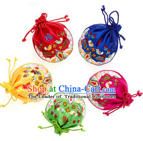 Traditional Korean Accessories Embroidered Lucky Bag, Asian Korean Fashion Wedding Fukubukuro Decorations for Kids