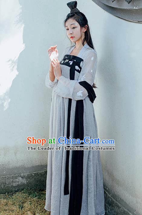 Asian China Tang Dynasty Young Lady Costume Complete Set, Traditional Ancient Chinese Palace Princess Hanfu Clothing for Women