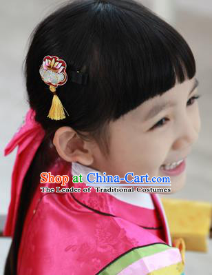 Traditional Korean Hair Accessories Embroidered Hair Claw, Asian Korean Fashion Headwear Hair Stick for Kids