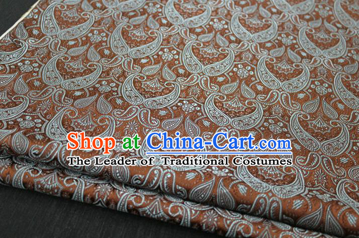 Chinese Traditional Royal Palace Pattern Mongolian Robe Coffee Brocade Cheongsam Fabric, Chinese Ancient Costume Drapery Hanfu Tang Suit Material