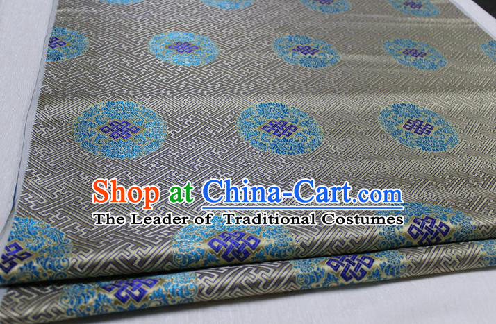 Chinese Traditional Royal Palace Pattern Mongolian Robe Grey Tapestry Cheongsam Brocade Fabric, Chinese Ancient Costume Satin Hanfu Tang Suit Material